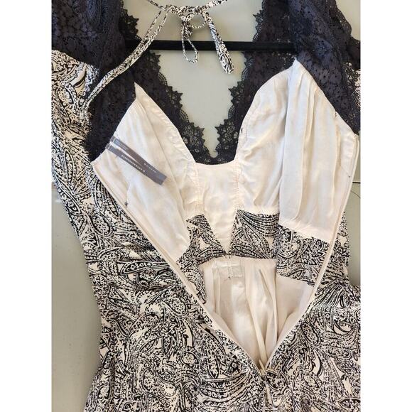 NWT By Anthropologie Lacy V-Neck Mini Dress US 6 White Black #G4402 - Picture 11 of 13